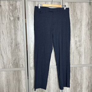 John Varvatos Dress Pants Size 48 Wool Linen Blend Slacks Trousers Navy Blue